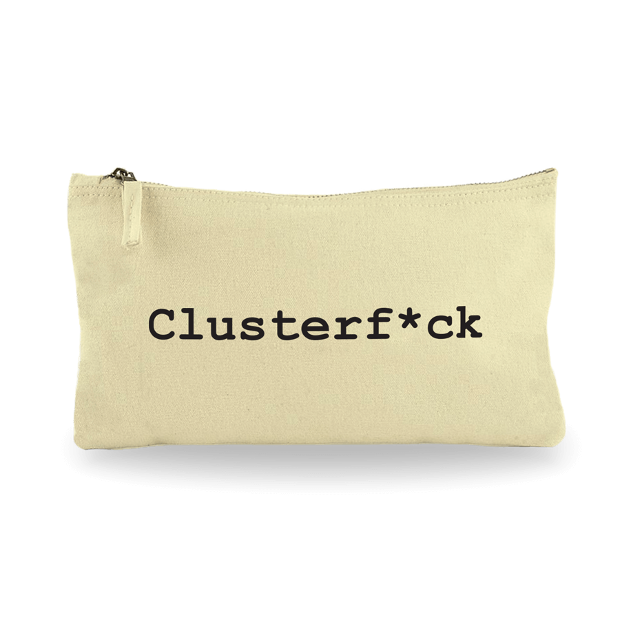 Peresnica_bez_clusterfuck Bež bombažna peresnica z napisom "Clusterf*ck"