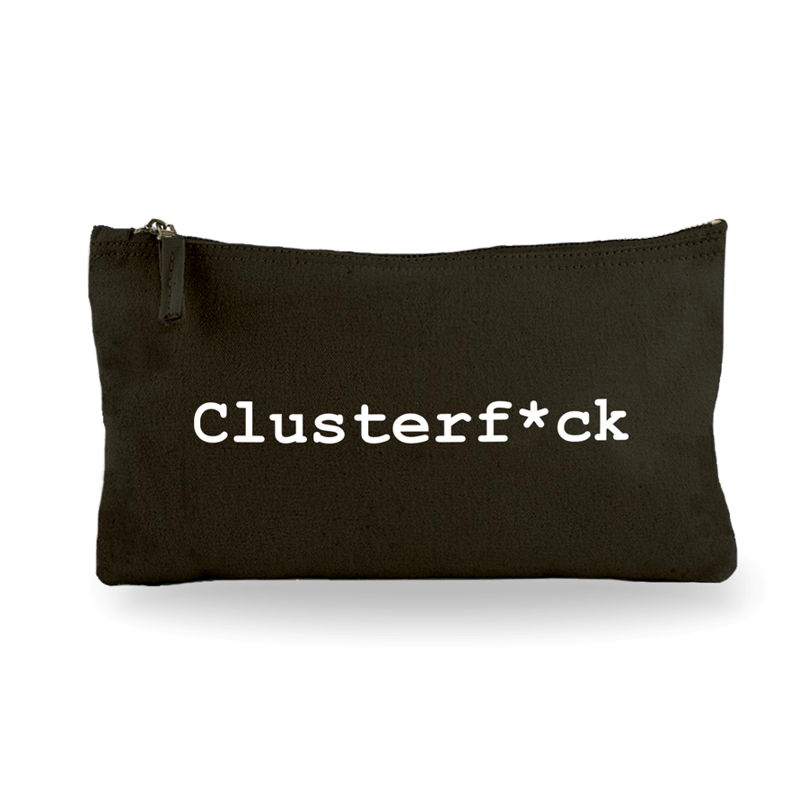 Peresnica_crna_clusterfuck Črna bombažna peresnica z napisom "Clusterf*ck"