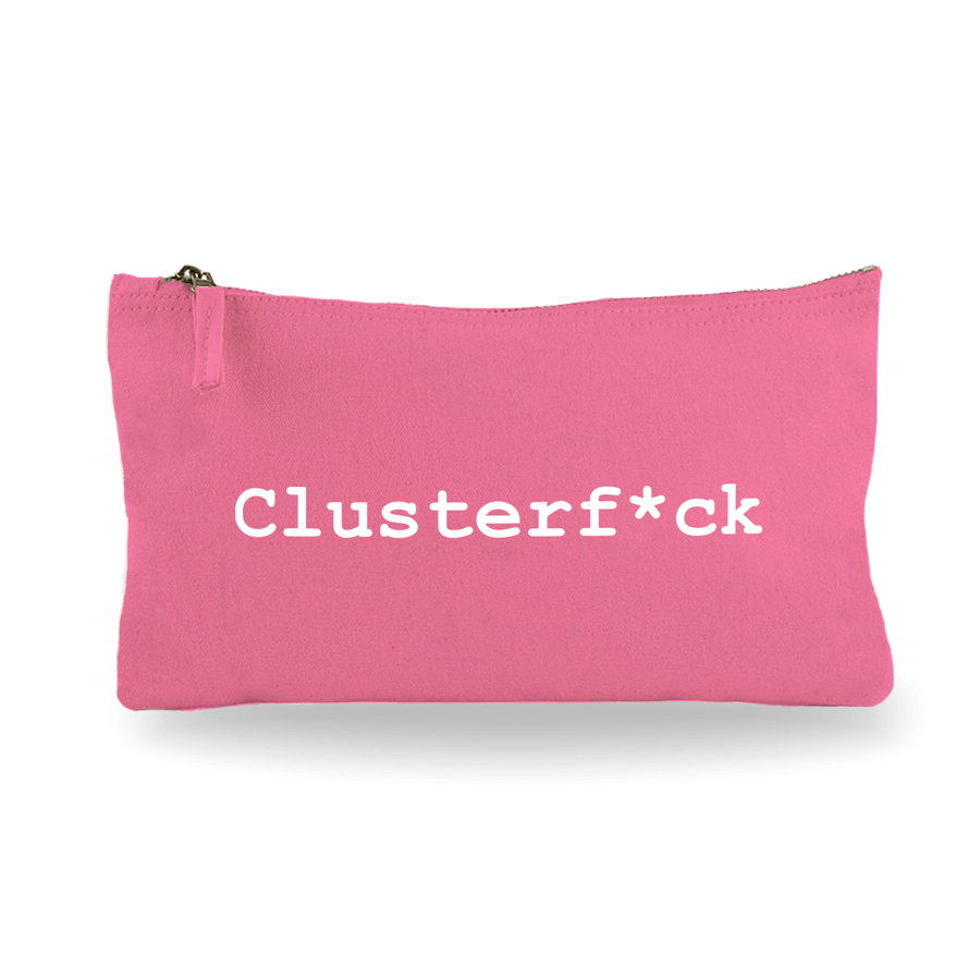 Peresnica_roza_clusterfuck Roza bombažna peresnica z napisom "Clusterf*ck"