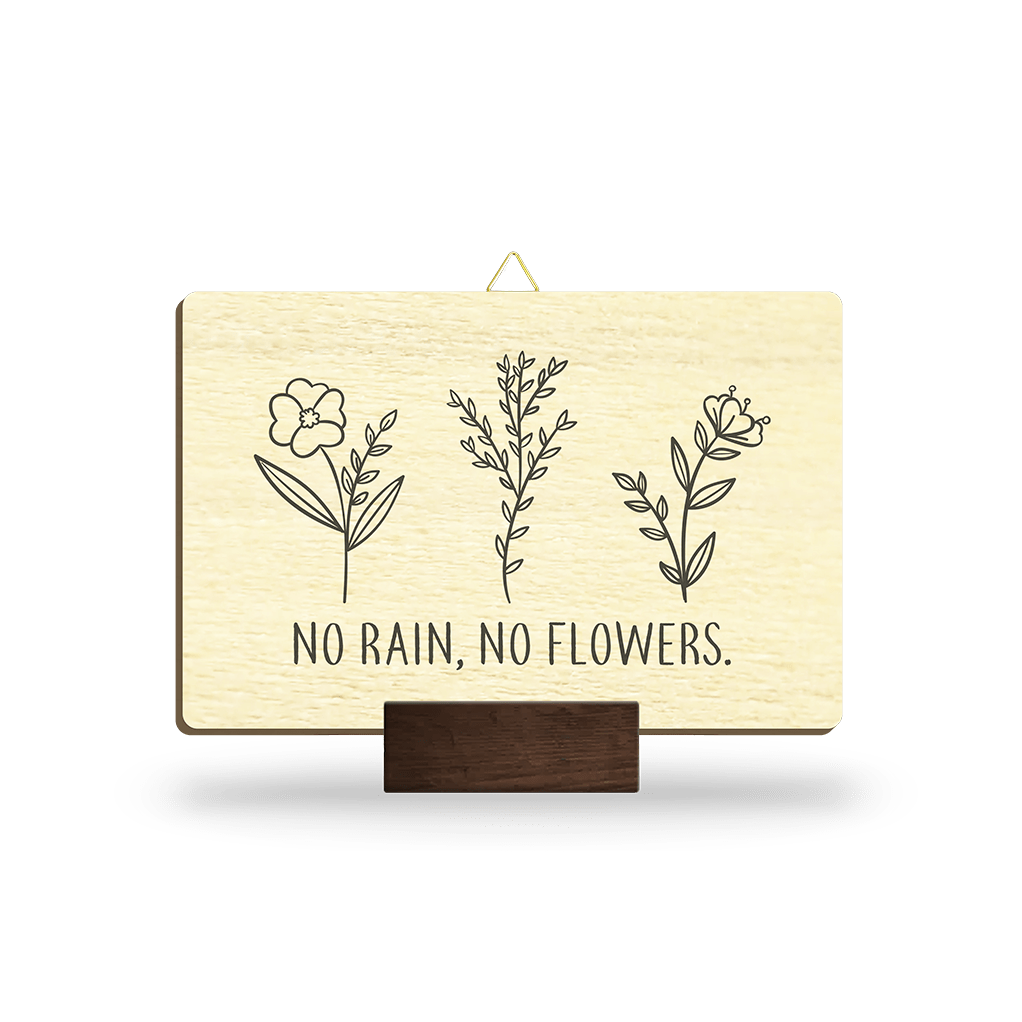 Lesena slika No rain, no flowers Foxboutique trajnostni in unikanti