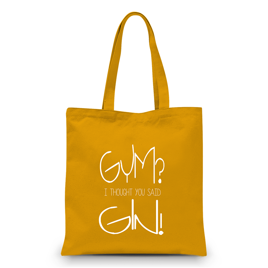 Vreca_Gym_Gin_mustard Rumena vreča z napisom "Gym? I thought you said gin!"